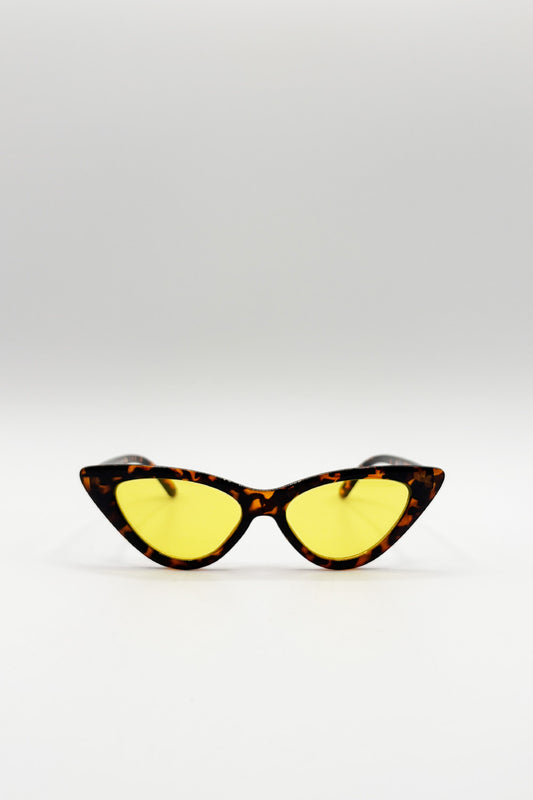 Tortoise Cateye Sunglasses with Yellow Lense