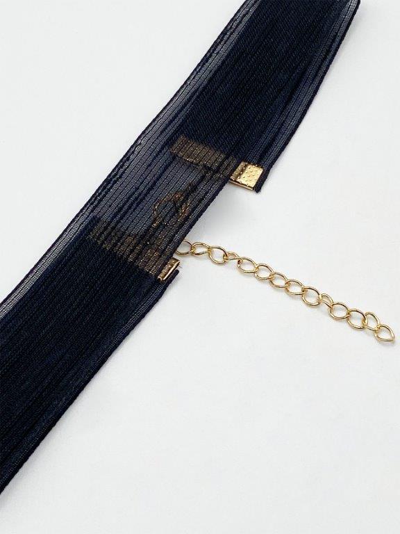 Black Plain Wide Organza Choker Necklace