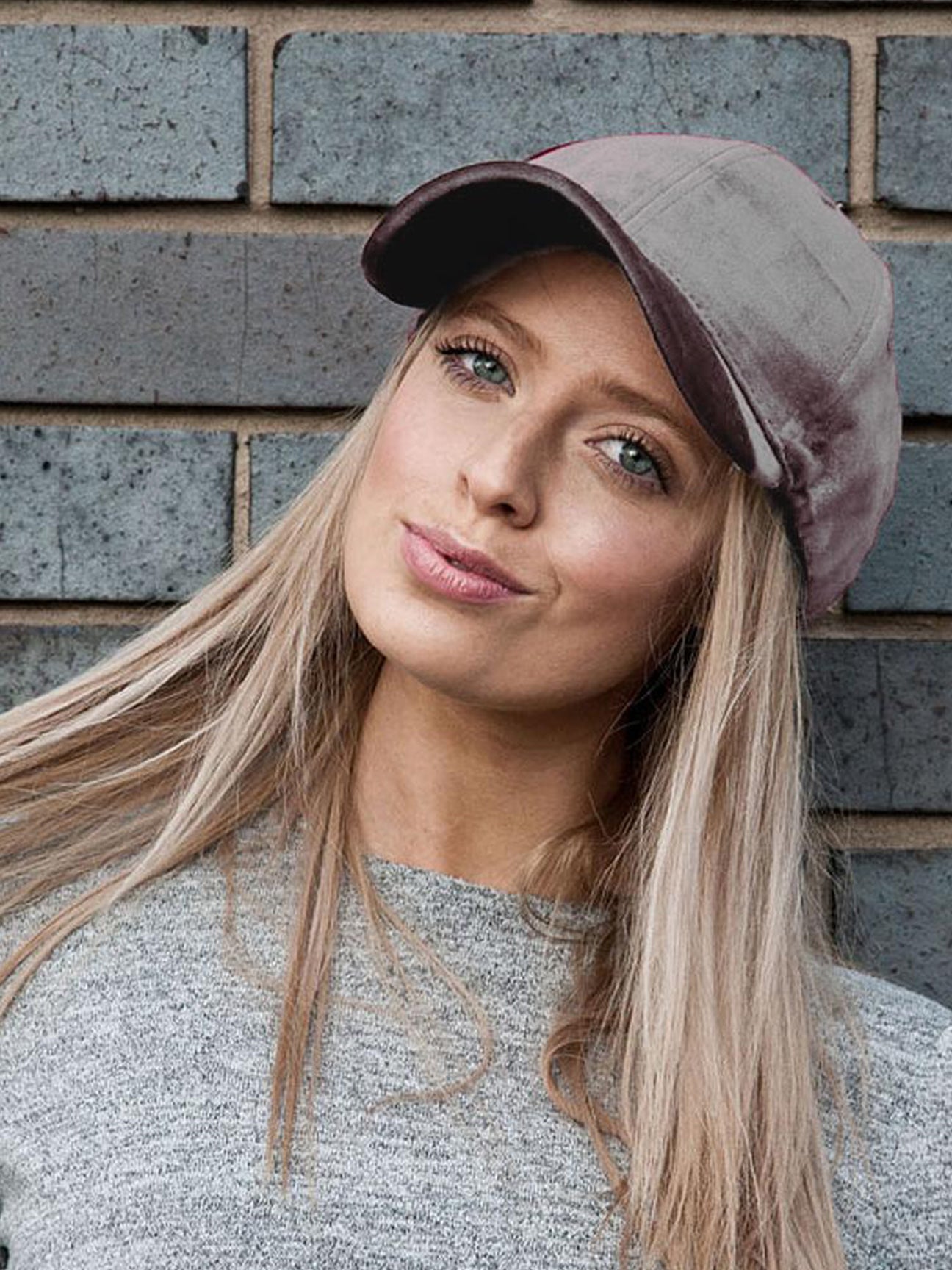Brushed Velvet Grey Baseball Cap