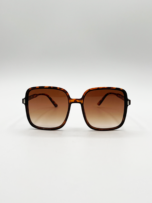 Oversized Square Frame Sunglasses in Tortoiseshell