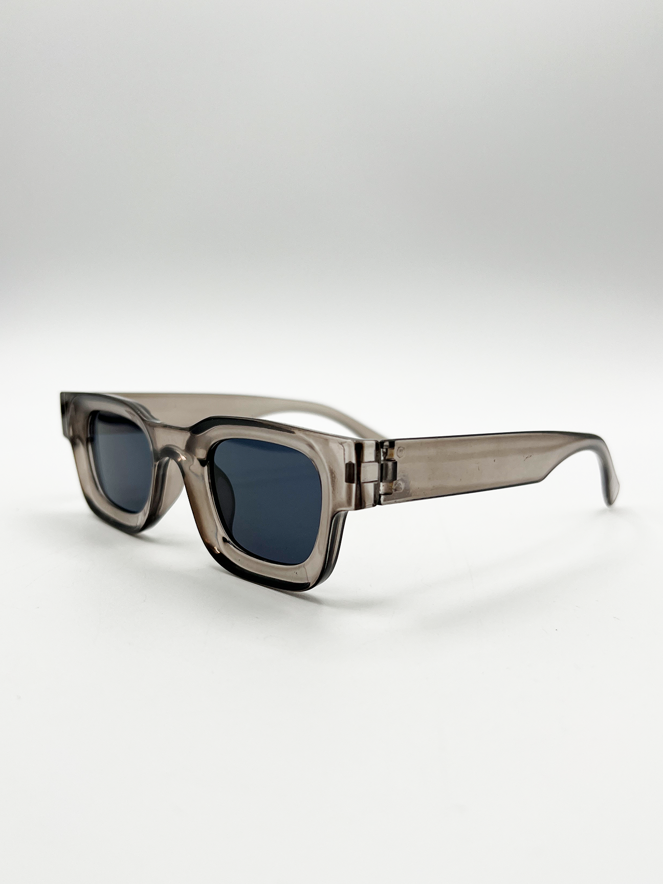Chunky Square Frame Sunglasses in Clear Black