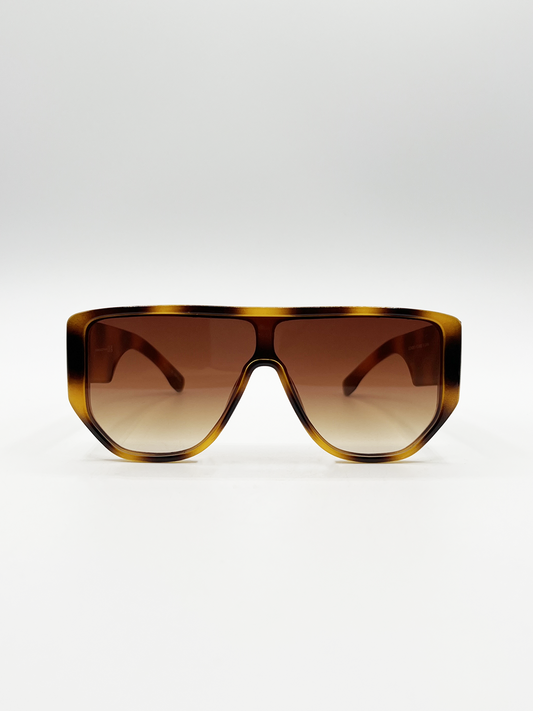 Oversized Flat Top Spotty sunglasses in Brown