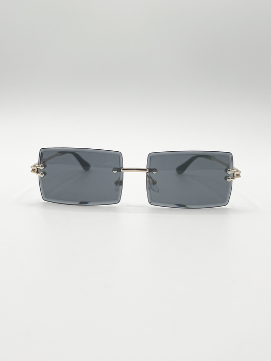Frameless Square Sunglasses in Black