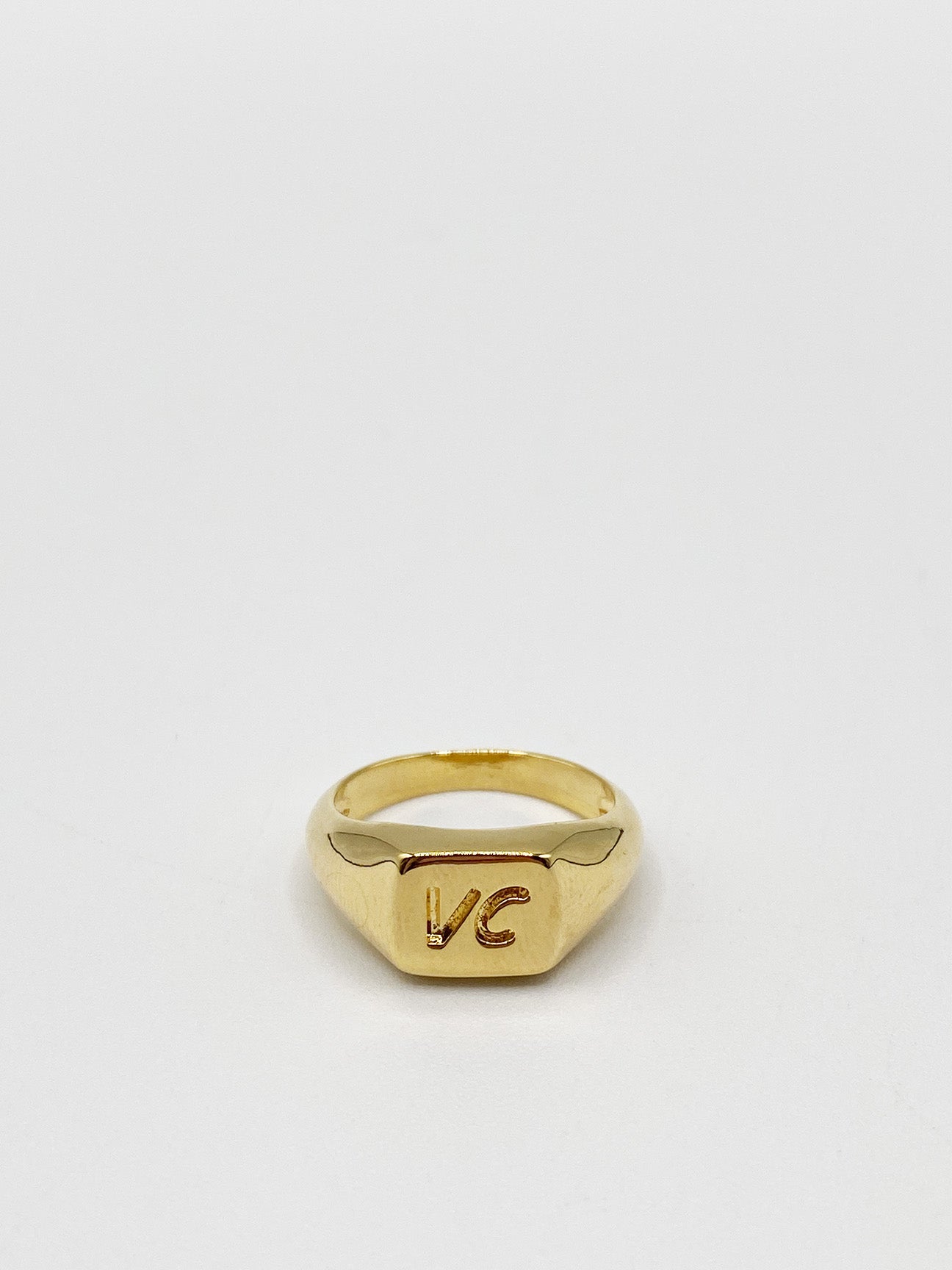Gold Plated Engraved Signet Ring