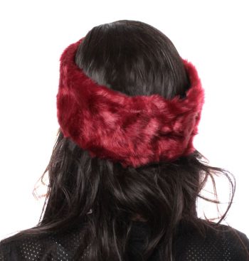 Soft Faux Fur Headband In Burgundy