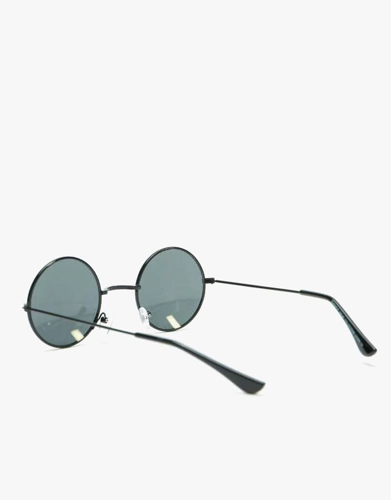 Round Metal Sunglasses In Shiny Black