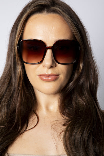 Oversized Square Frame Sunglasses in Tortoiseshell