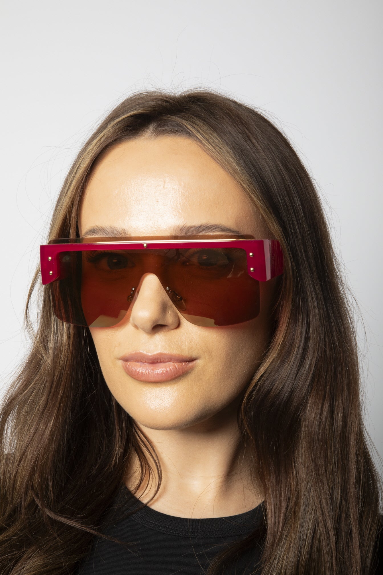 Oversized Flat Top Sunglasses with Mirrored Lens