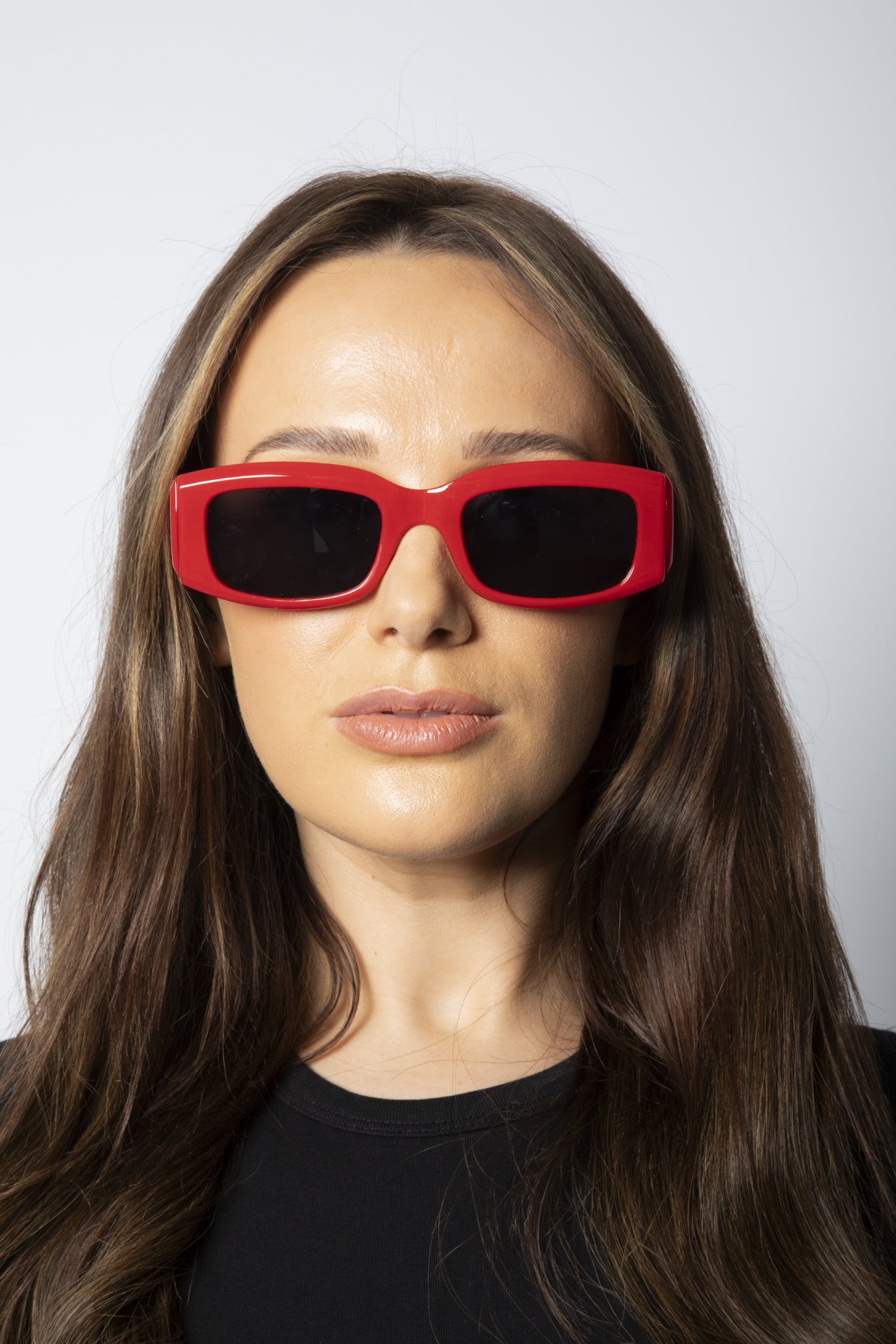 Chunky Rectangle Sunglasses in Red