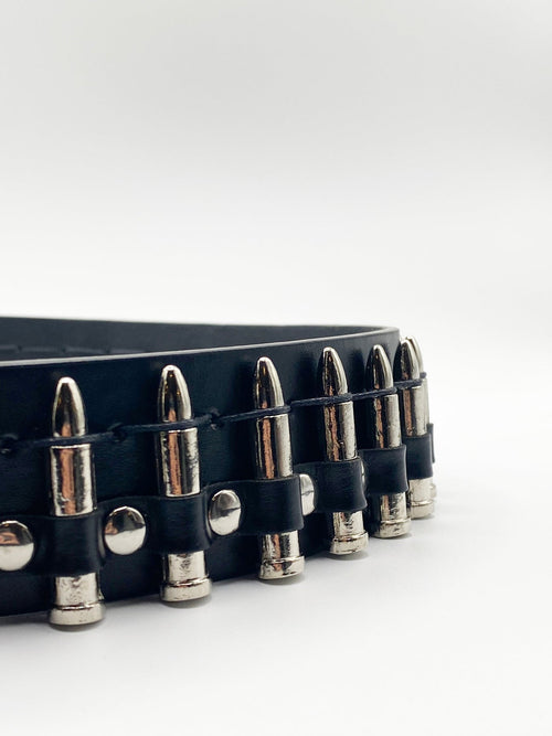 Black Bullet Belt with Metal Bullets