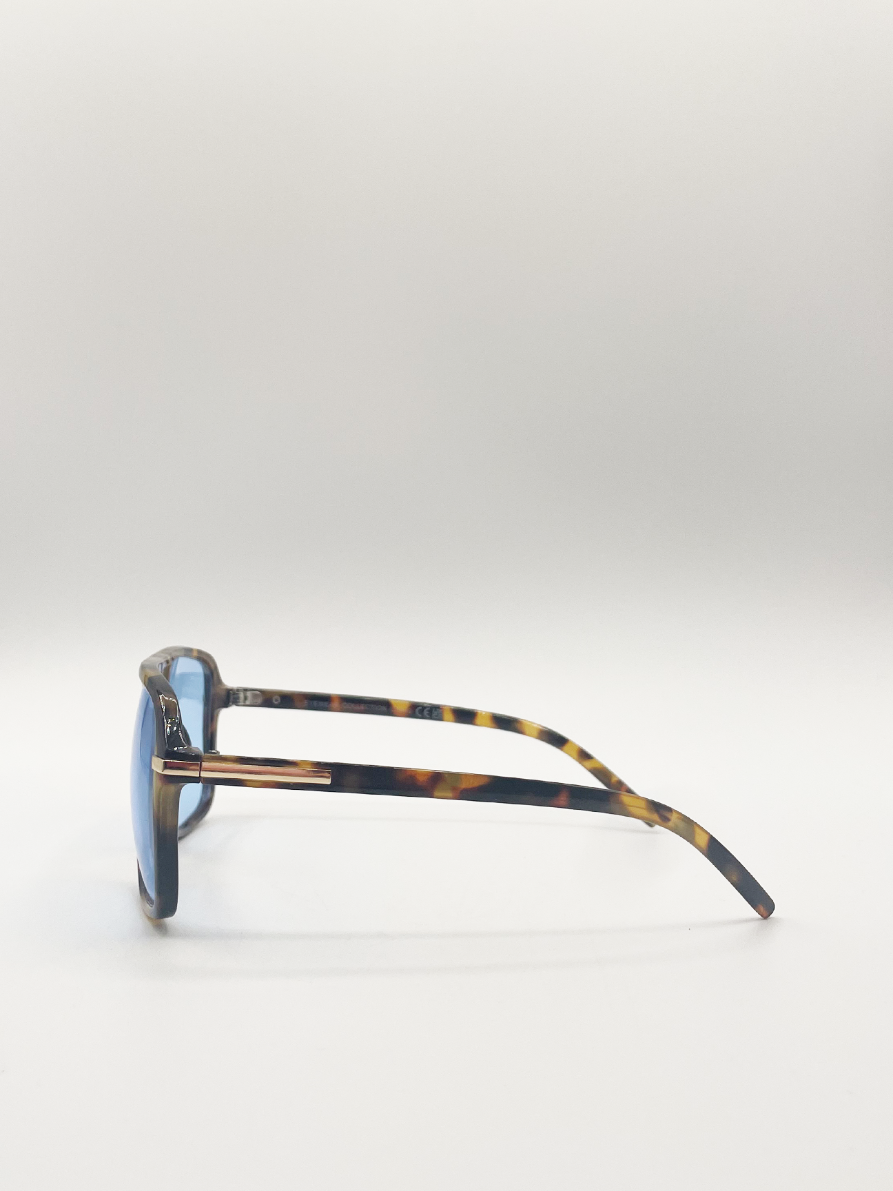 Tortoiseshell Navigator Sunglasses with Blue Lenses