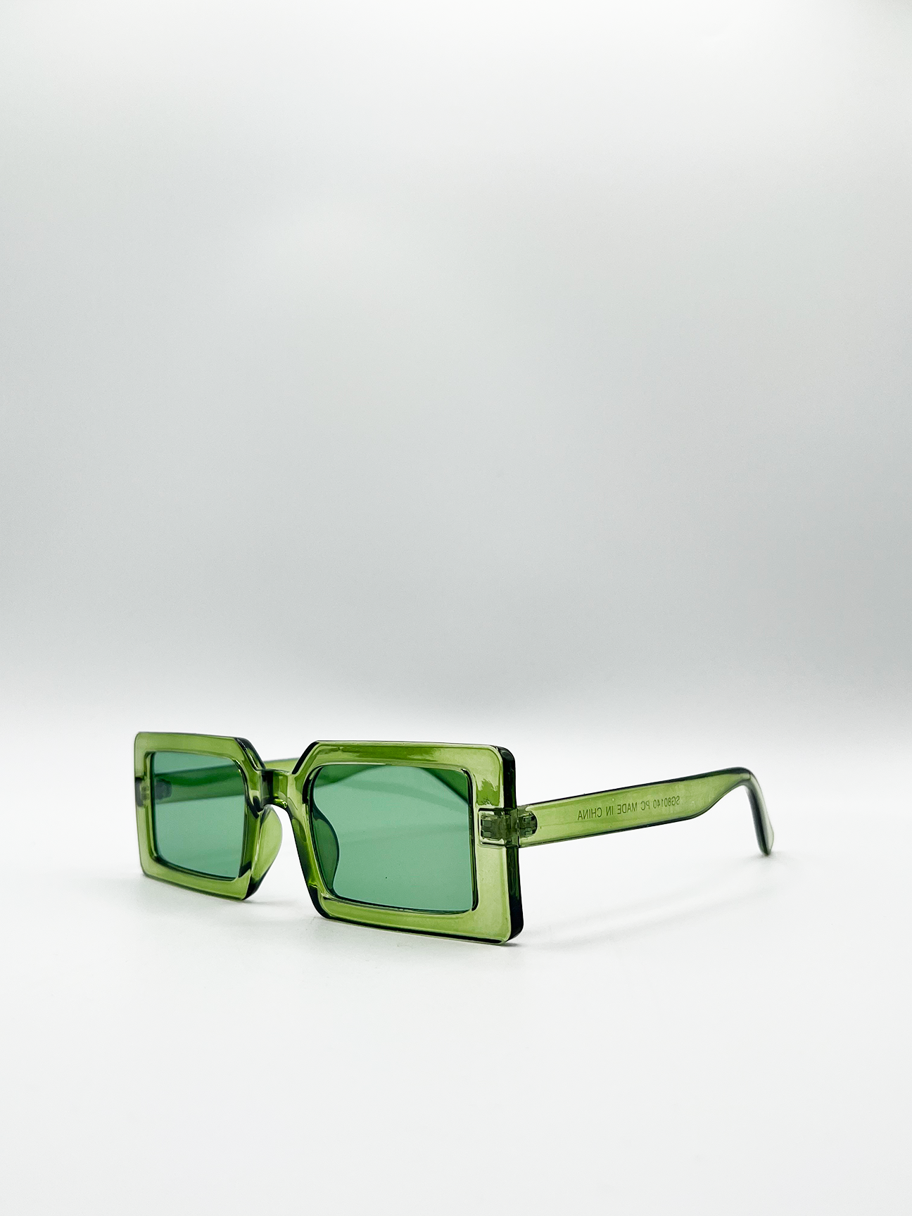 Square Frame Sunglasses in Green with Green lens