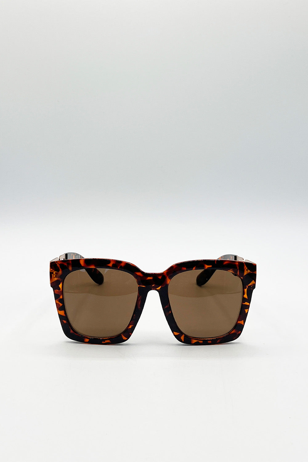 Oversize Tortoise Sunglasses with Gold Chain Detail