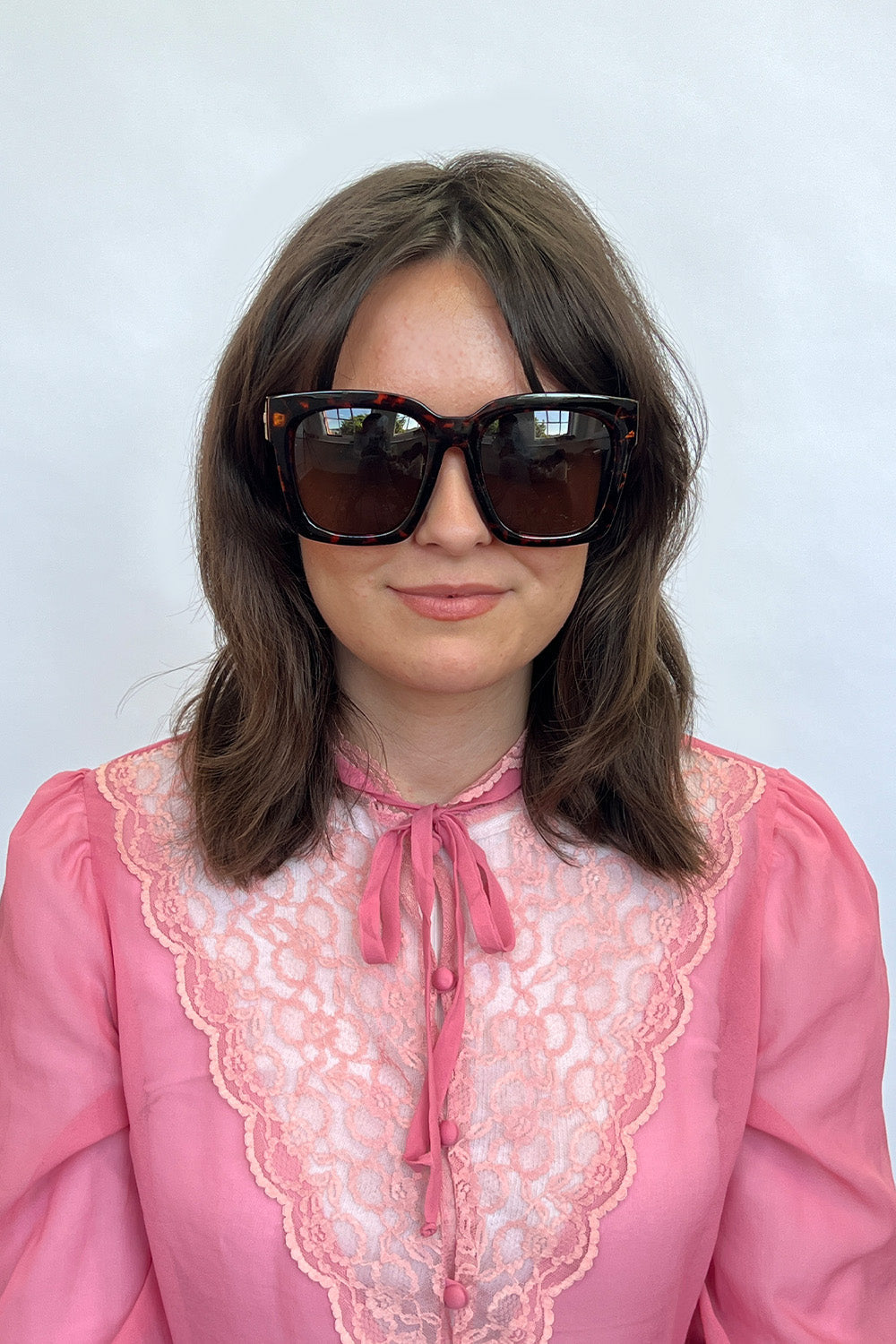 Oversize Tortoise Sunglasses with Gold Chain Detail