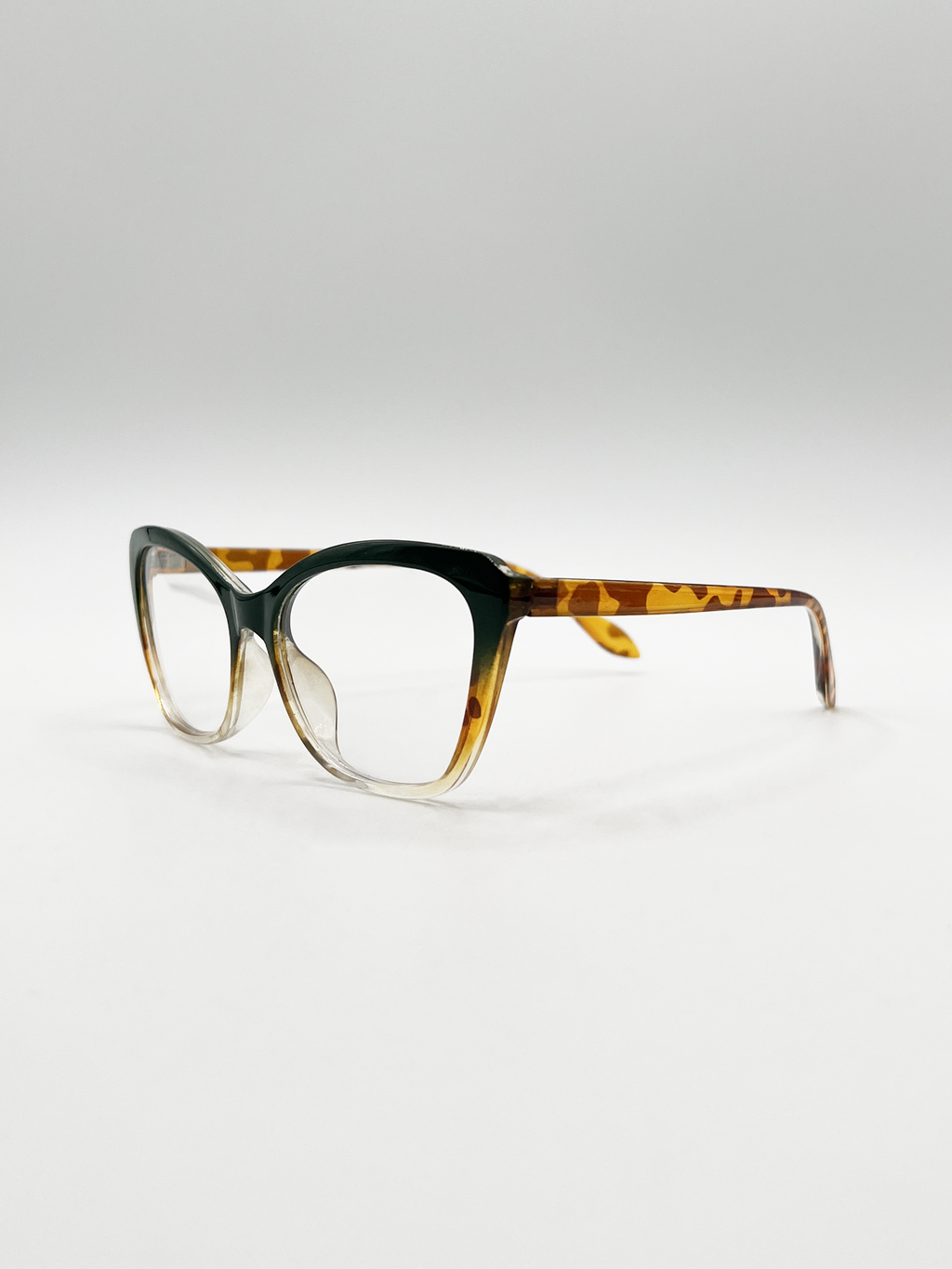 Green Tortoiseshell clear Lens Glasses
