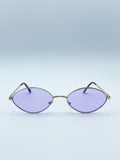 Metal Oval Frame Sunglasses with Lilac Lenses