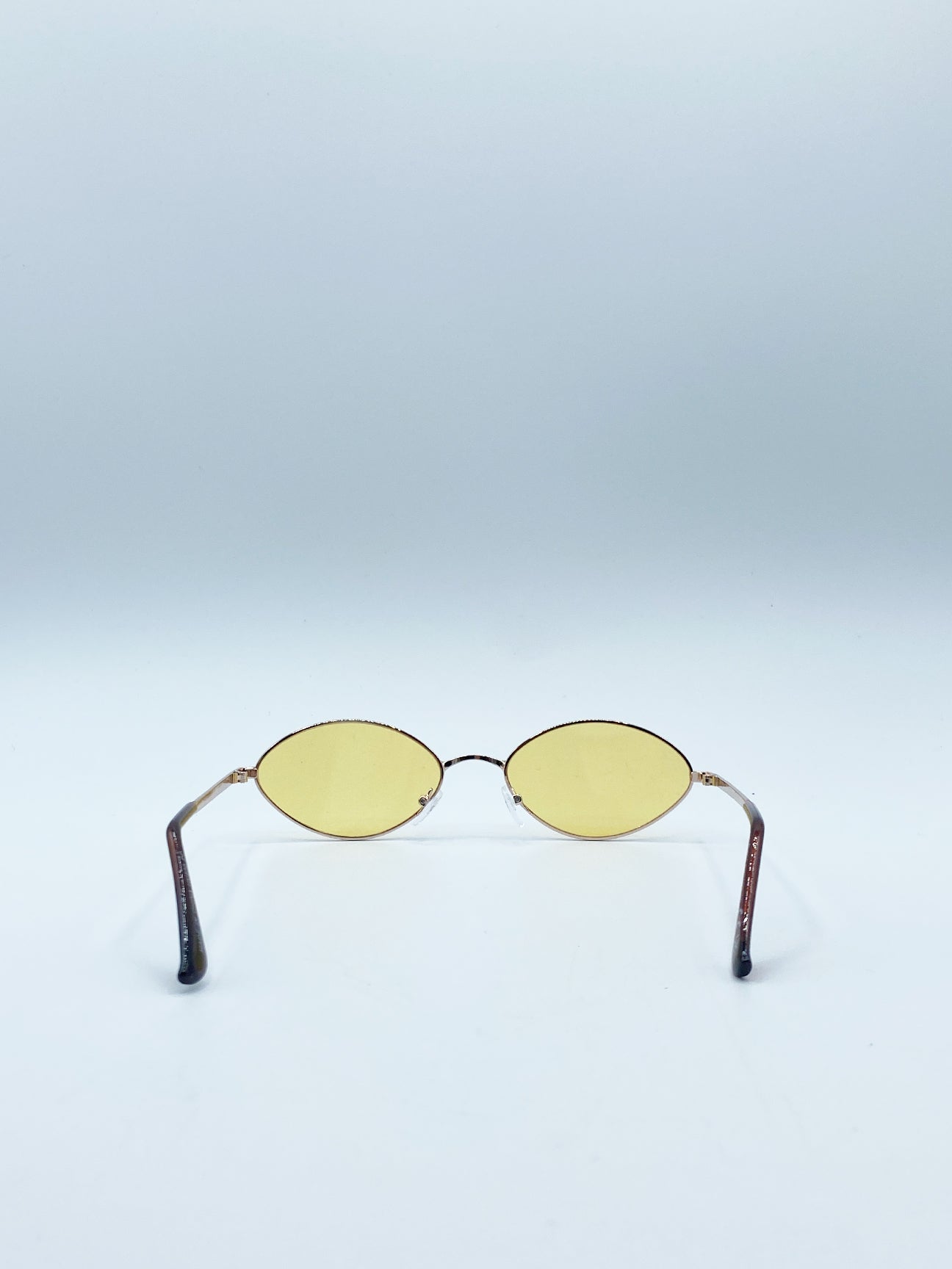 Metal Oval Frame Sunglasses with Orange Lenses