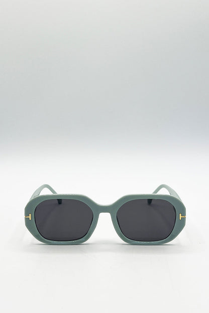 Oval Sunglasses with Wide Arm in Mint