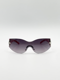 Wrap Around Racer Sunglasses with Star Hinge Detail in Pink
