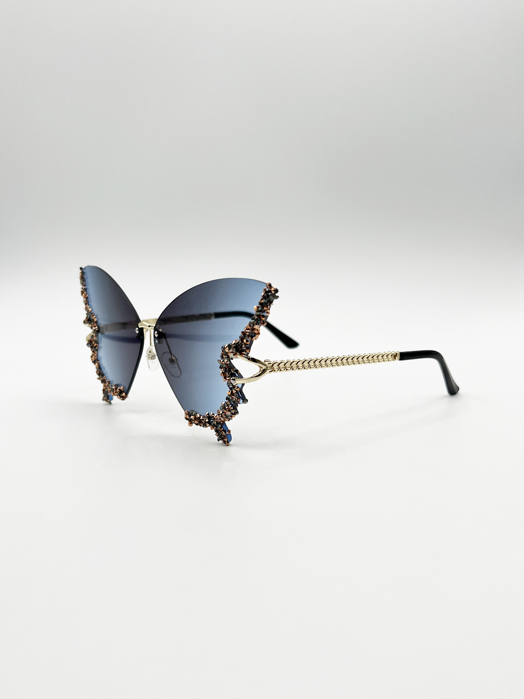 Butterfly Lens with Crystal Detail in Blue