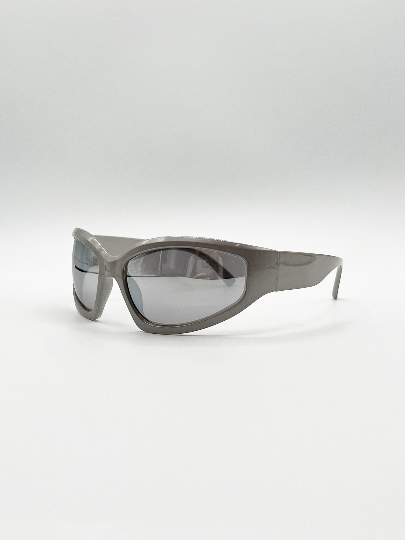 Silver Racer Wrap Sunglasses