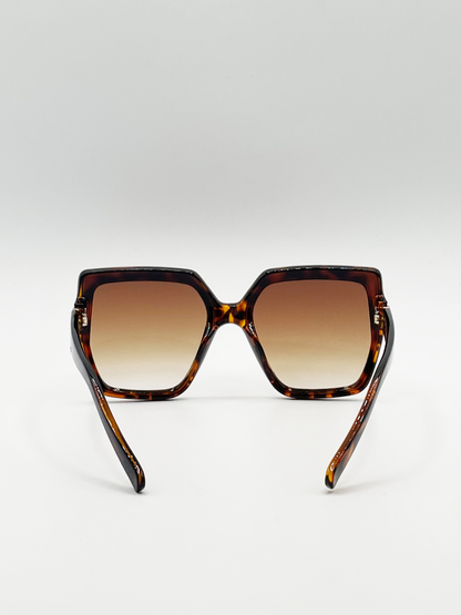 Oversize Cateye Sunglasses with Diamante Detail in Tortoise