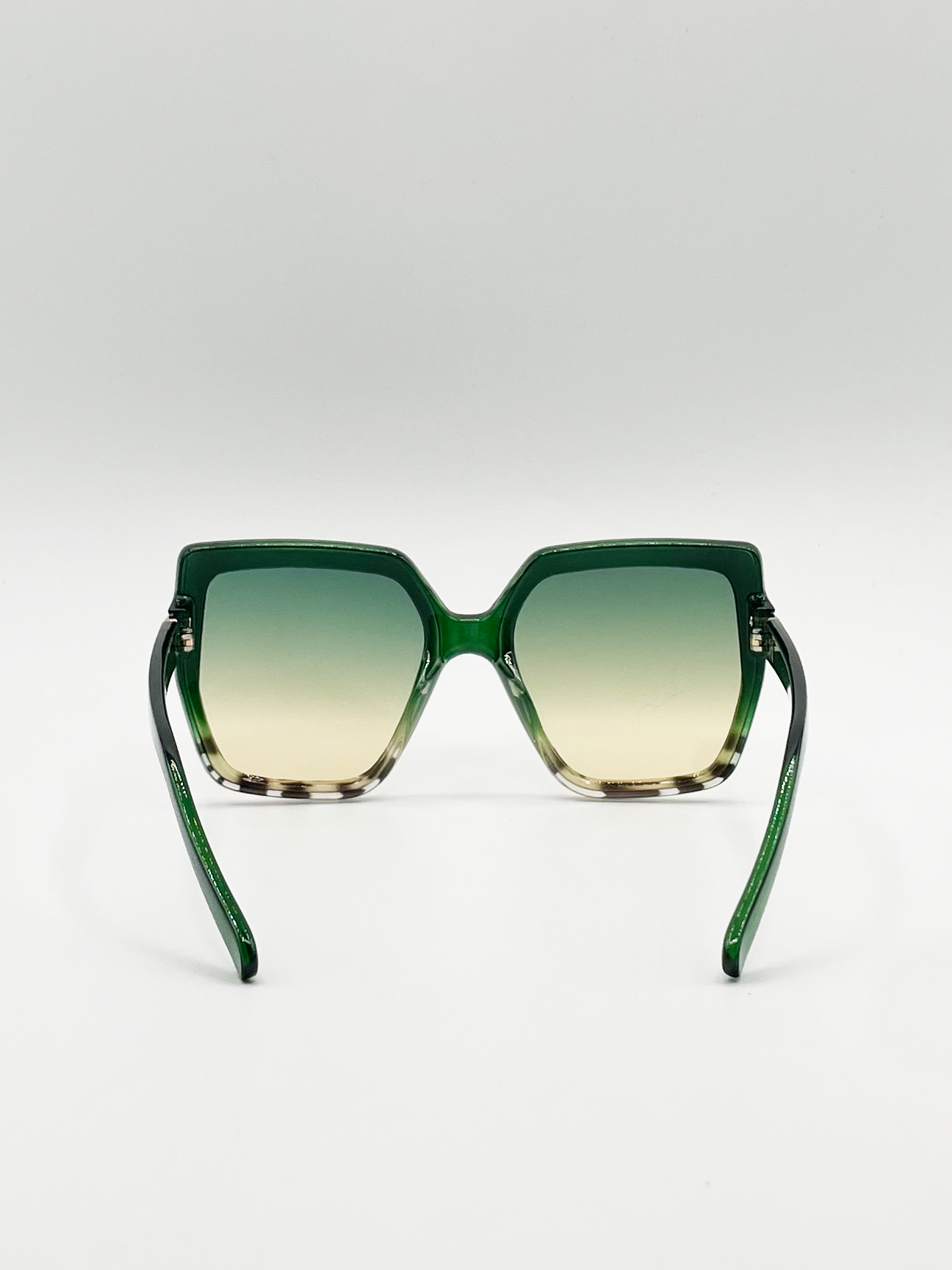 Oversize Cateye Sunglasses with Diamante Detail in Green