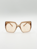 Oversize Cateye Sunglasses with Diamante Detail in Champagne