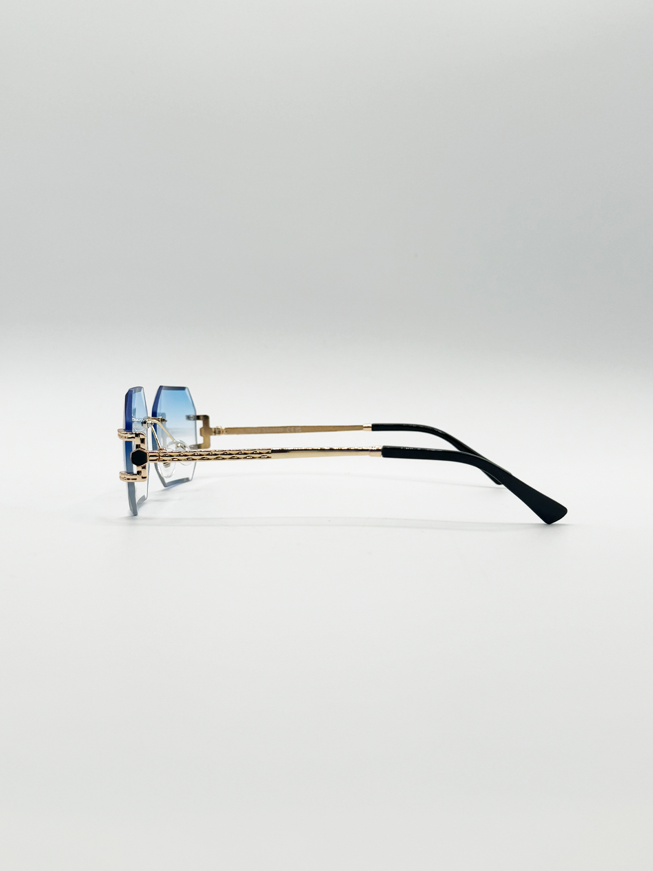 Frameless Octagon Lens with Metal arm in Blue