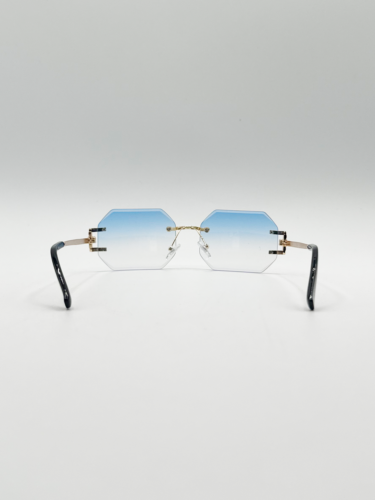 Frameless Octagon Lens with Metal arm in Blue