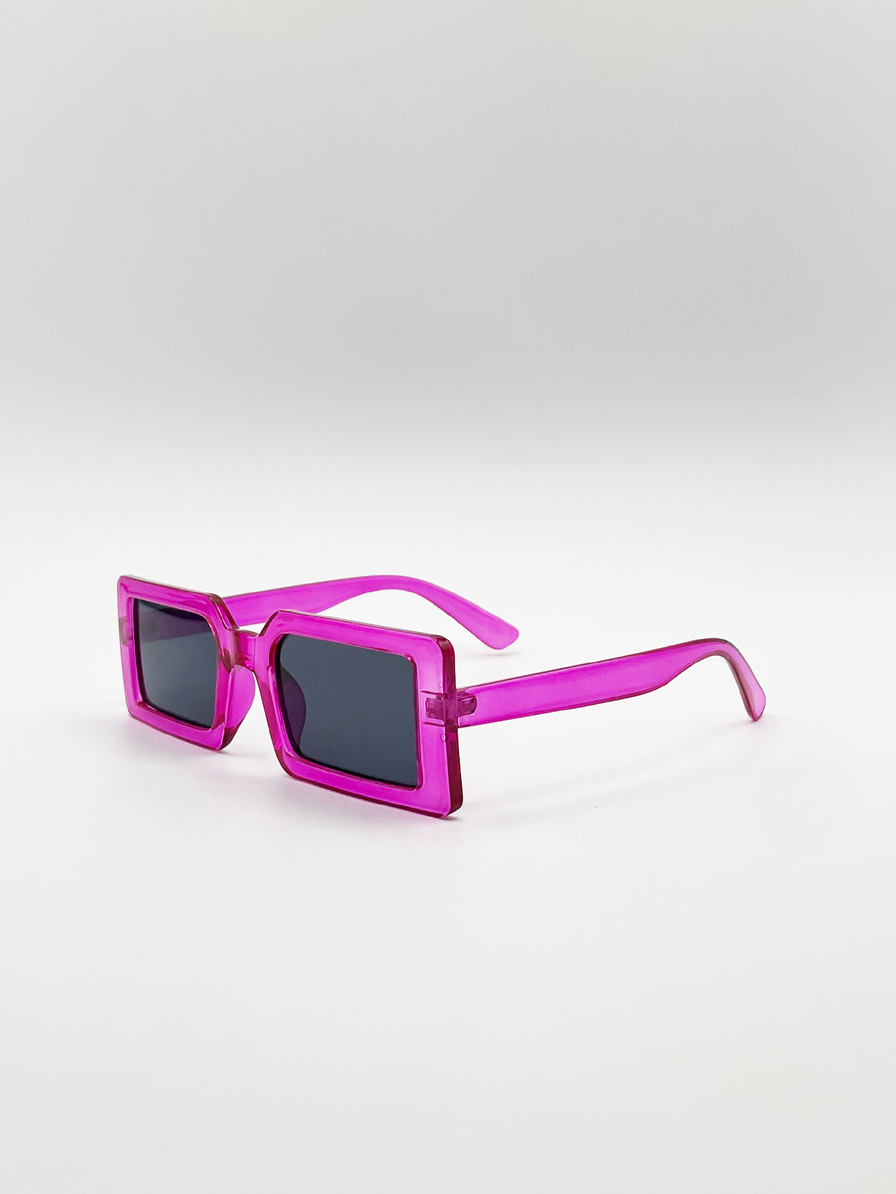 Square Frame Sunglasses in Hot Pink with Black Lens