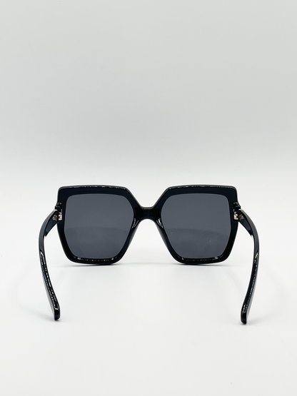 Oversize Cateye Sunglasses with Diamante Detail in Black