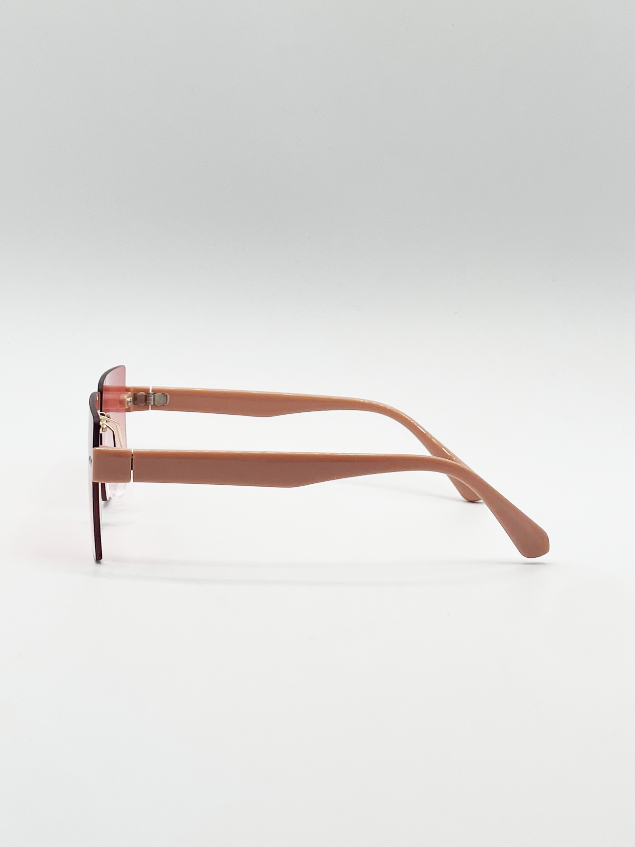 Square Rimless Sunglasses with Pink and Yelllow Ombre Lens