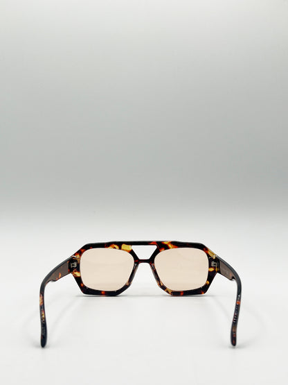 Tortoiseshell Navigator Sunglasses with Orange Lenses