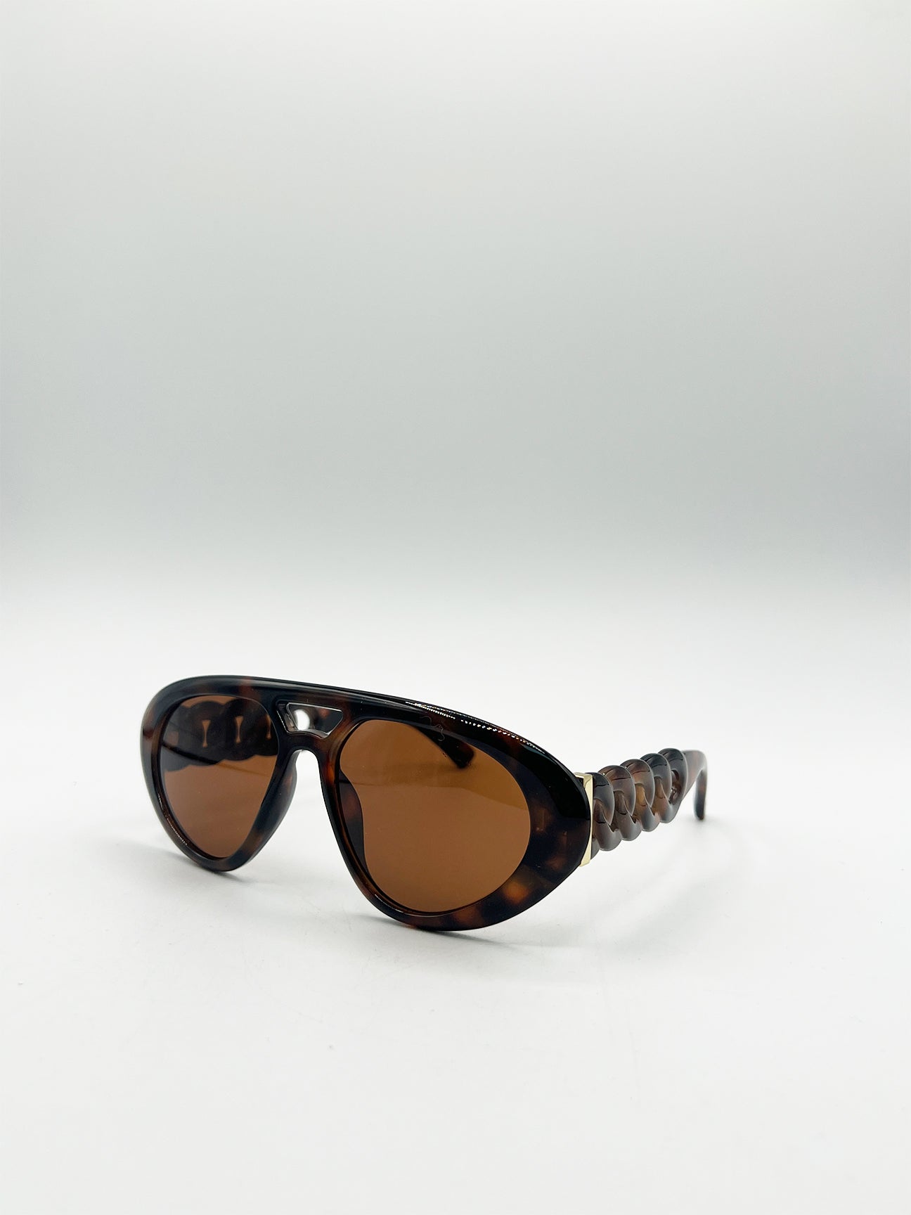 Chunky Aviator Sunglasses in Brown