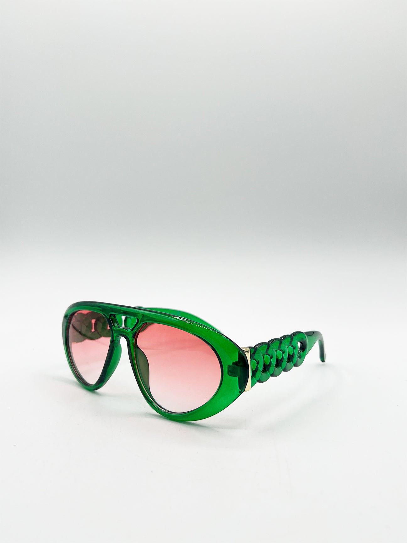 Chunky Aviator Sunglasses in Bright Green