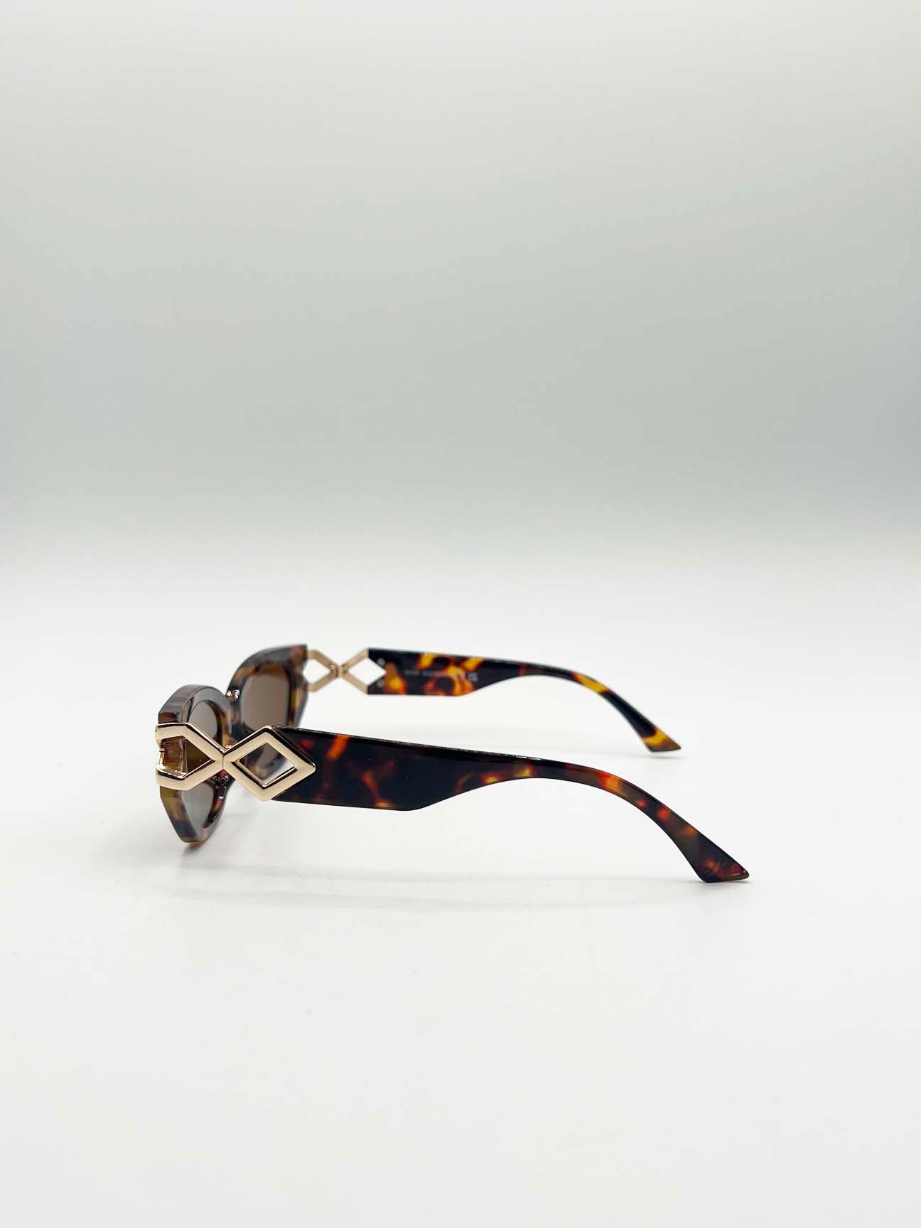 Cat-Eye Diamond Infinity Sunglasses in Tortoiseshell