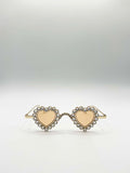 Heart Diamante Sunglasses Gold Champagne