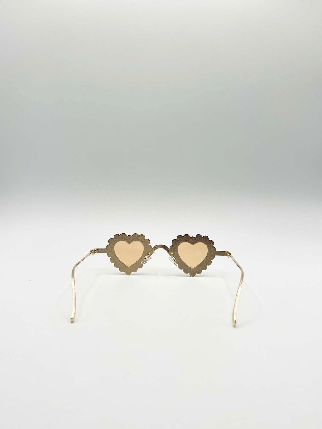 Heart Diamante Sunglasses Gold Champagne