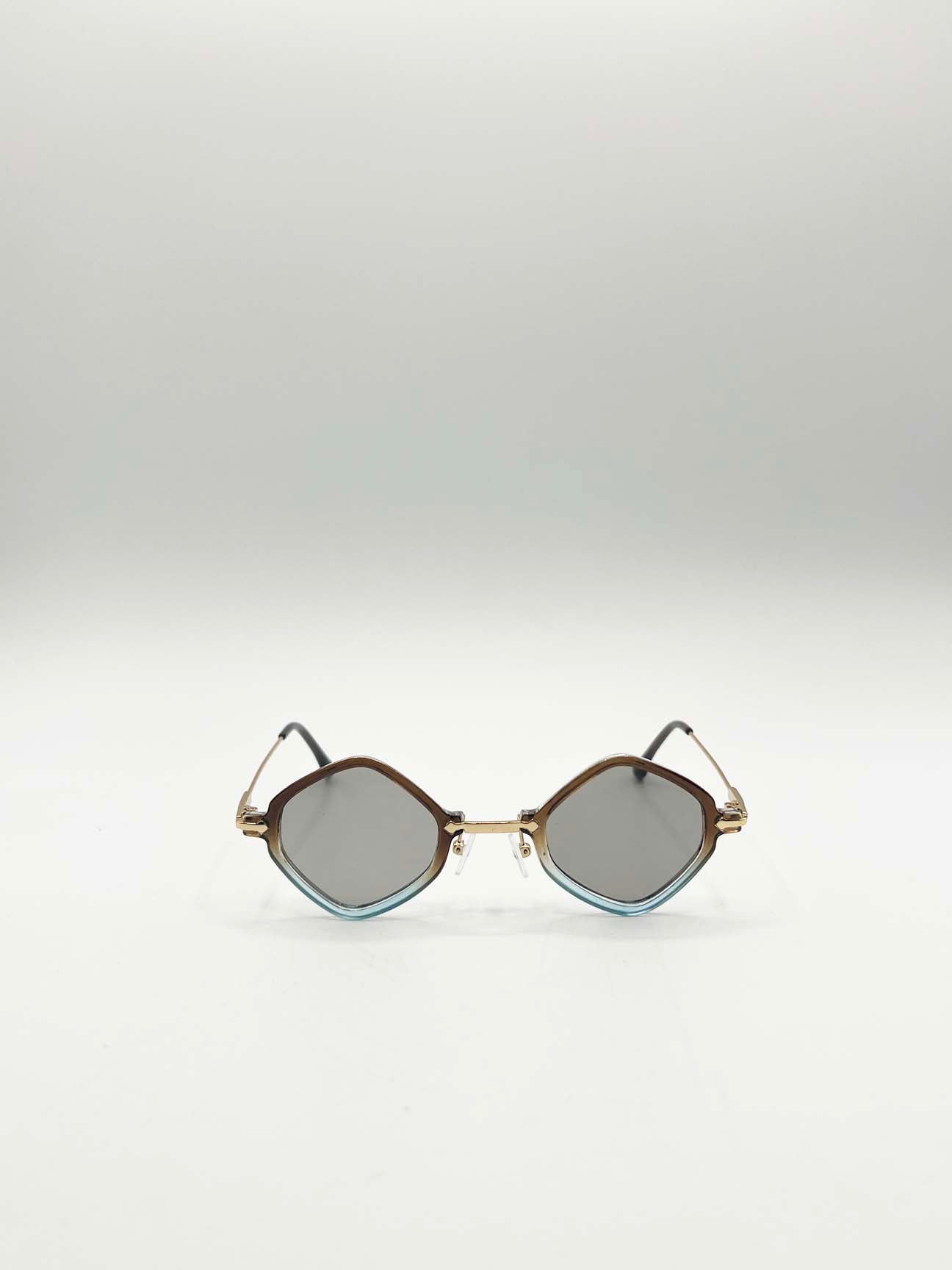 Diamond Shape Sunglasses in Brown Blue