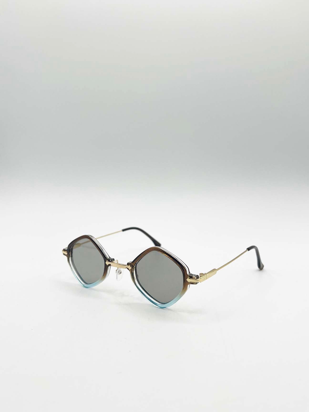 Diamond Shape Sunglasses in Brown Blue