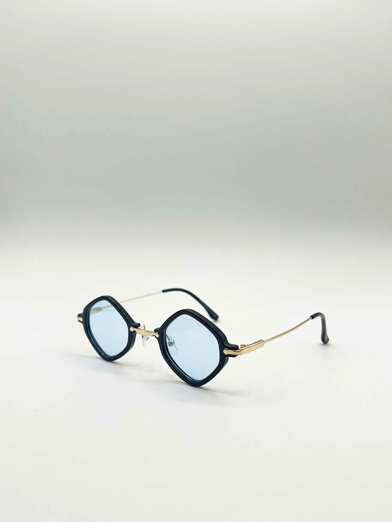 Diamond ,Shape Sunglasses in Black Blue