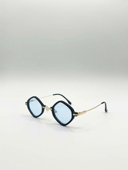 Diamond Shape Sunglasses in Black Blue