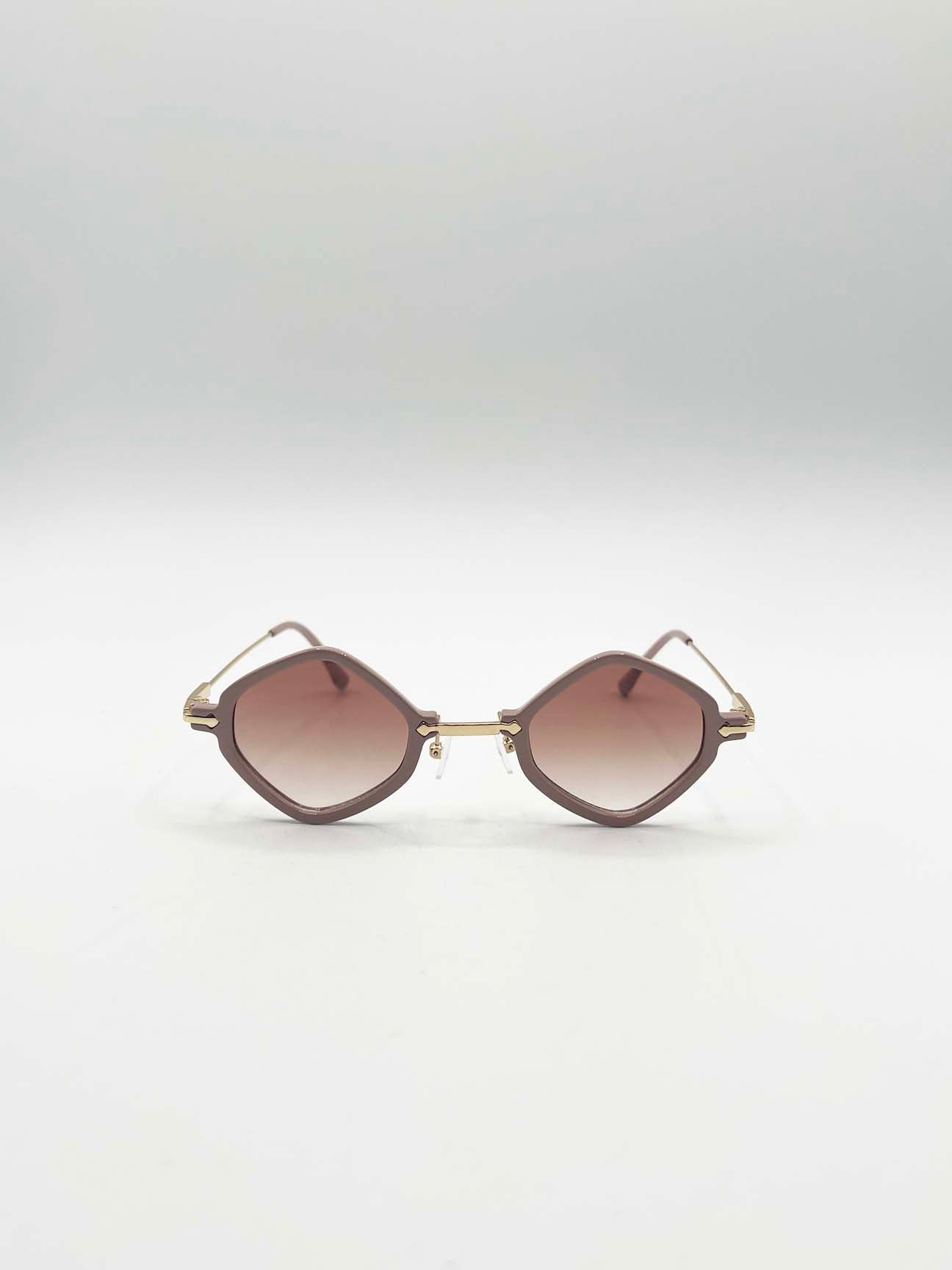 Diamond ,Shape Sunglasses in Nude