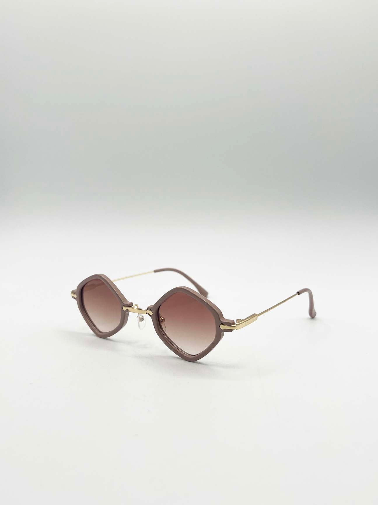 Diamond ,Shape Sunglasses in Nude