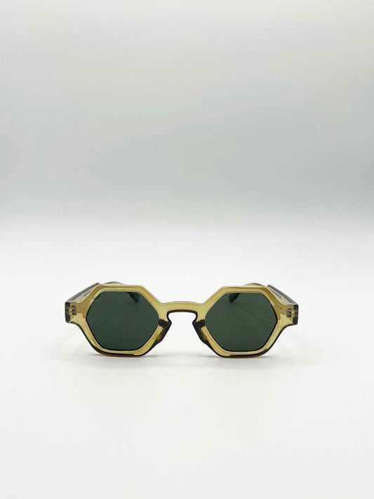 Round Hexagon Sunglasses in Sage Green