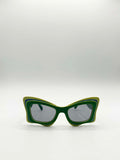 Bold Butterfly Cat-Eye Sunglasses Green Lime