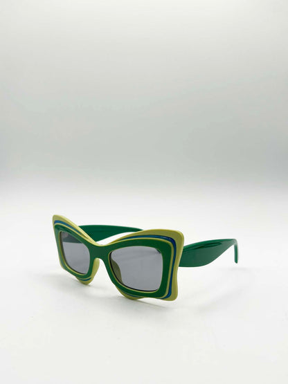 Bold Butterfly Cat-Eye Sunglasses Green Lime