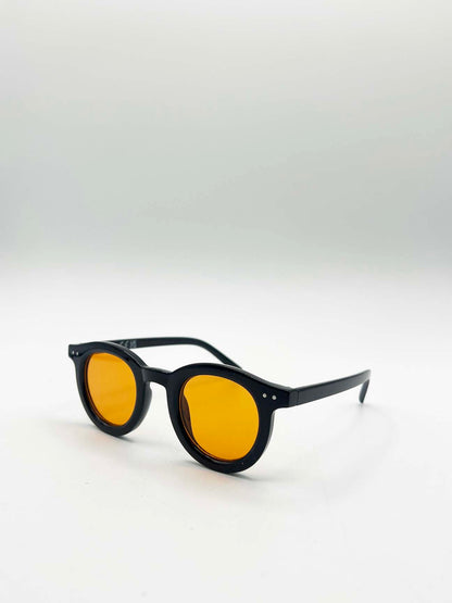 Bold Rounded Sunglasses in Black Orange