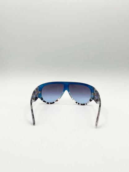 Oversized Rounded Sunglasses Blue Brown